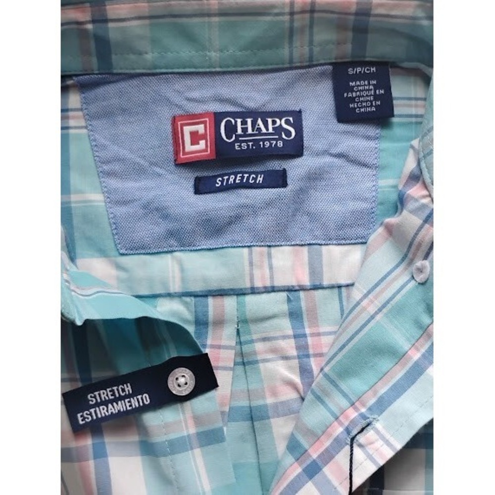 Chaps Ralph Lauren Plaid Island Waters Button Down Size Small - Picture 3 of 8
